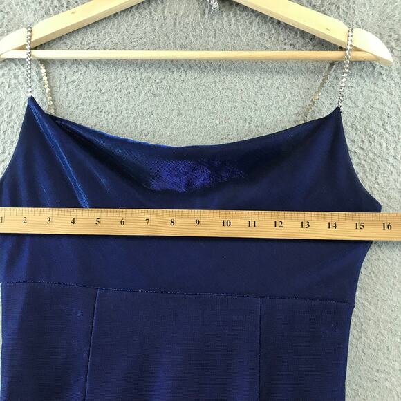 Vintage Morgan & Co Blue Slip Dress Y2K Formal Gown size 3/4 - Picture 6 of 13